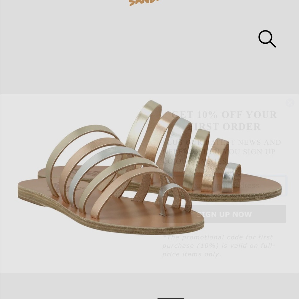Ancient Greek Sandals Pink/Silver Metallic Slide Sandals Size 38/7.5